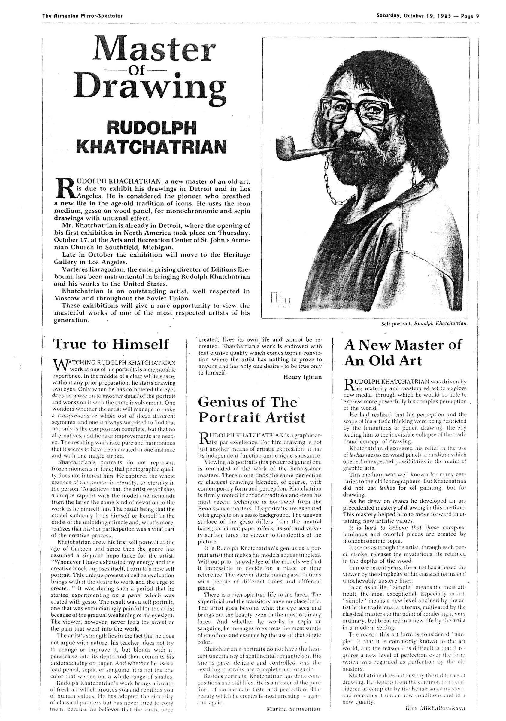 "Rudolf Khatchatrian - Master of Drawing"